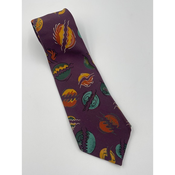 Van Lorer Italian Silk Necktie Purple Novelty Circles Abstract Men's Tie - Picture 1 of 3